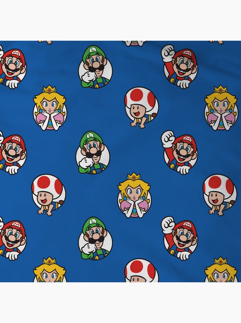 Parure de lit imprimée 100% coton, MARIO FRIENDS Bleu - Kiabi