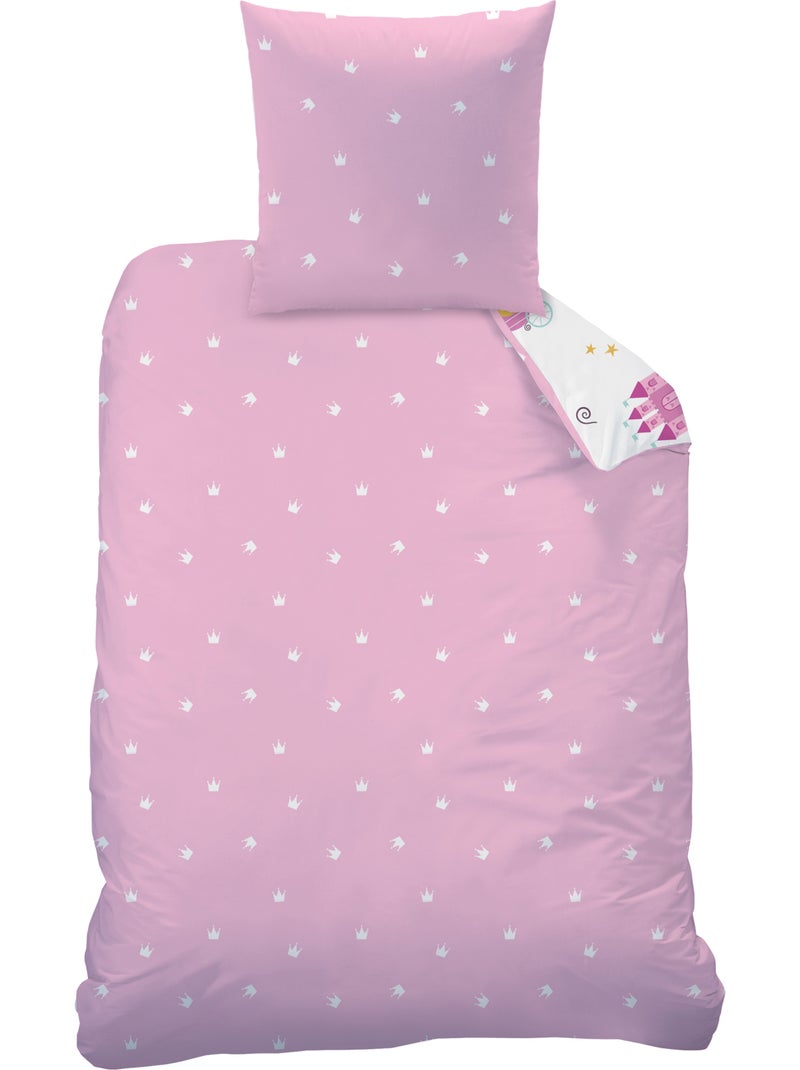 Parure de lit imprimée 100% coton, MERVEILLE Rose - Kiabi