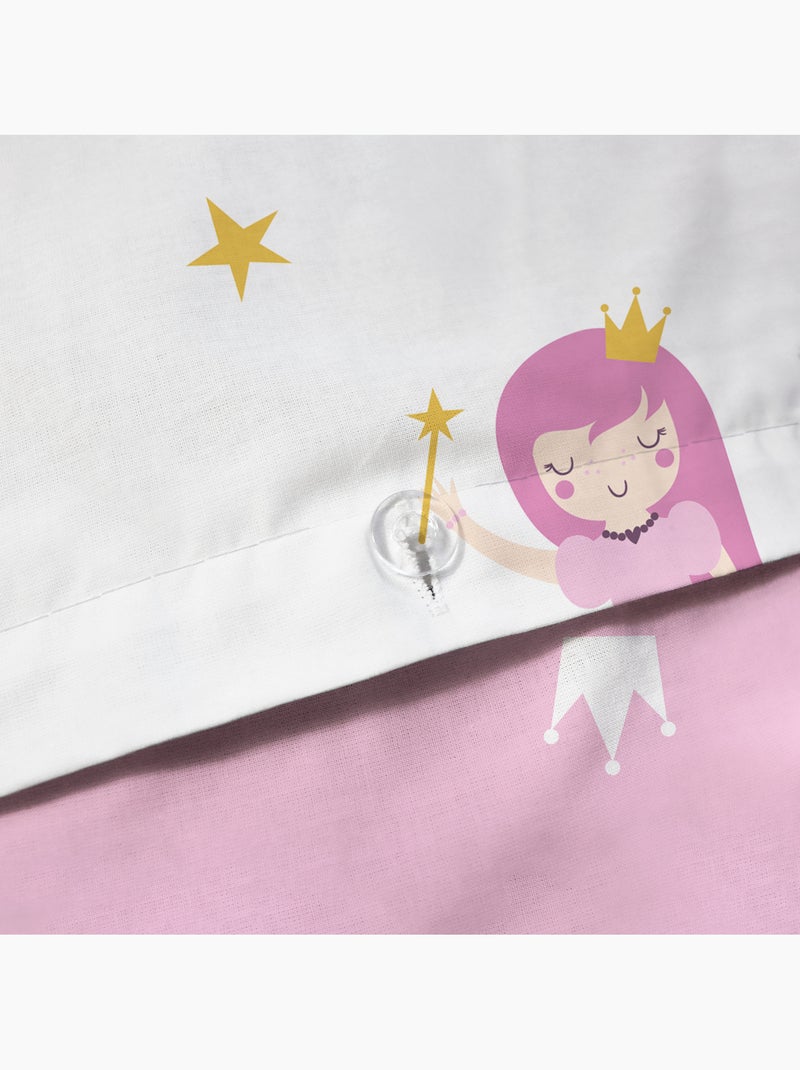 Parure de lit imprimée 100% coton, MERVEILLE Rose - Kiabi