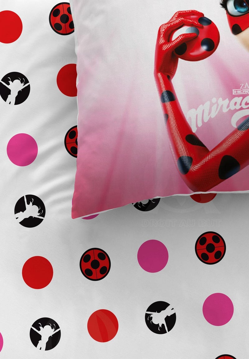 Parure de lit imprimée 100% coton, MIRACULOUS LADYBUG READY Rose - Kiabi