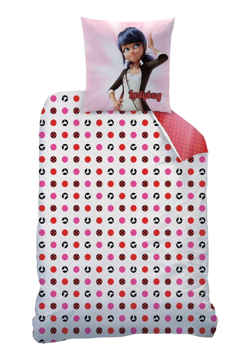 Parure de lit imprimée 100% coton, MIRACULOUS LADYBUG READY Rose - Kiabi