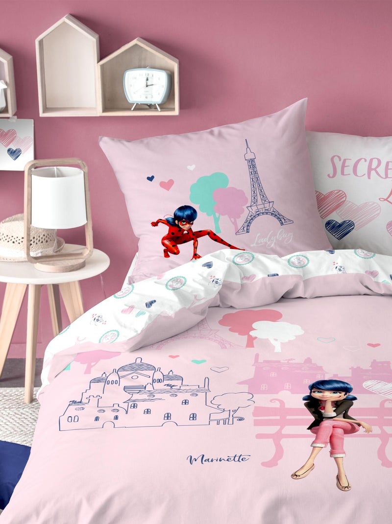 Parure de lit imprimée 100% coton, MIRACULOUS LADYBUG SECRET Rose - Kiabi