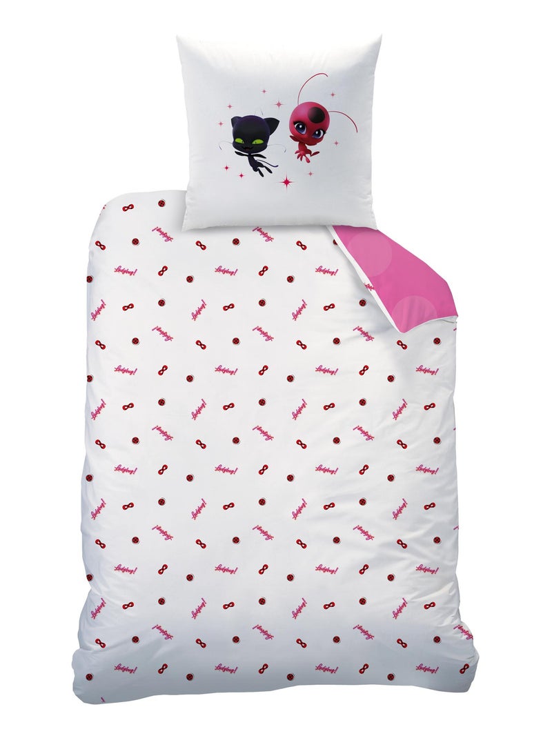 Parure de lit imprimée 100% coton, MIRACULOUS SUPERGIRL Rose - Kiabi