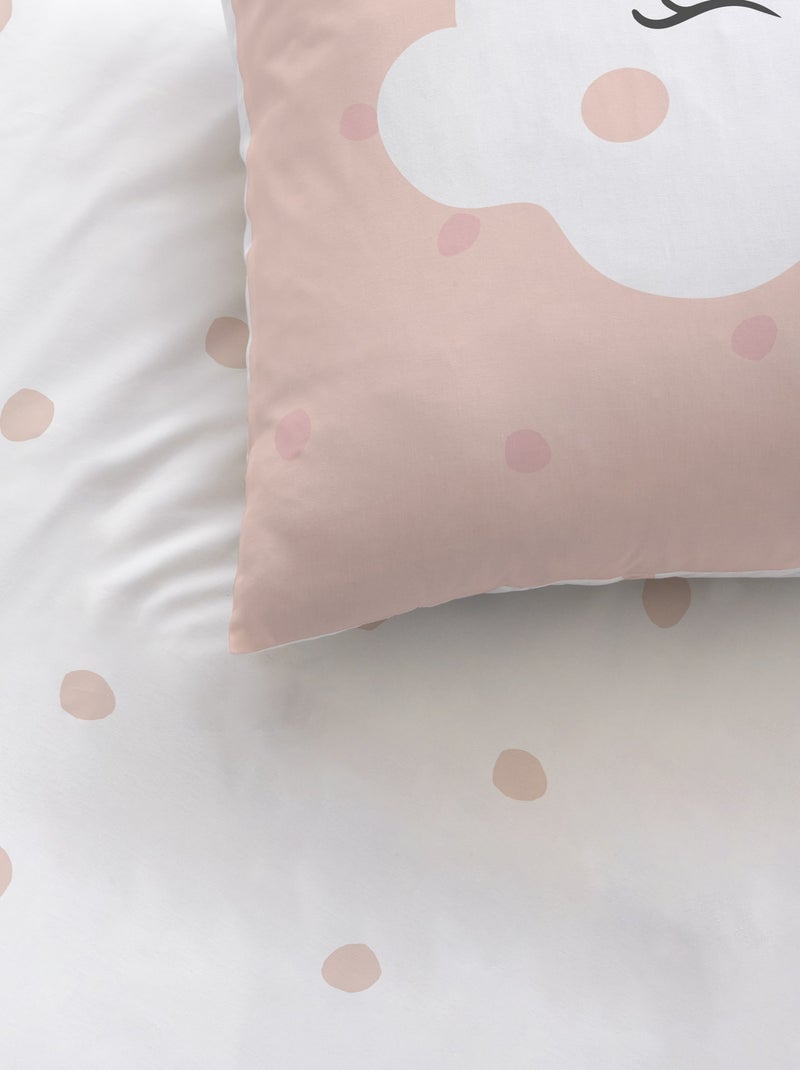 Parure de lit imprimée 100% coton, NUAGES Rose - Kiabi