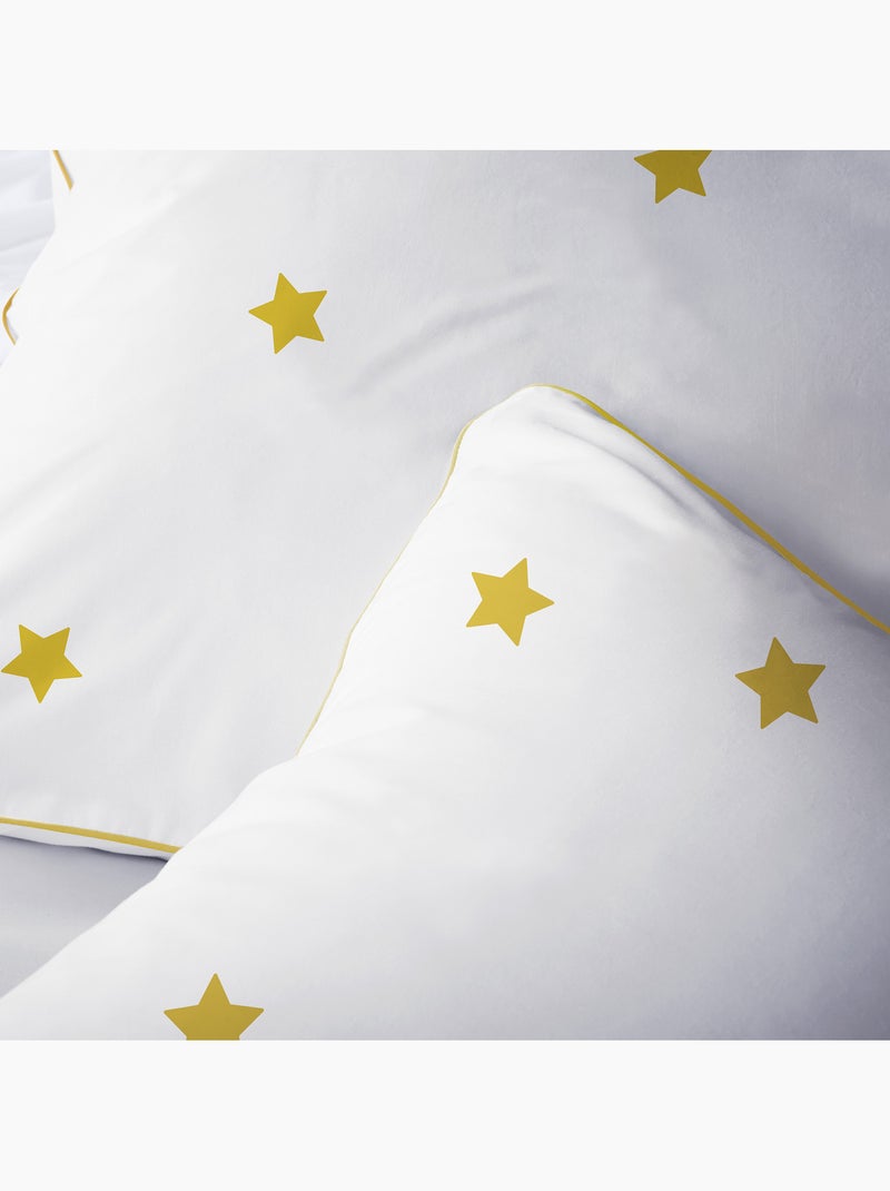 Parure de lit imprimée 100% coton, nuit etoilée Blanc Marron - Kiabi