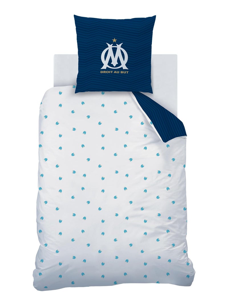 Parure de lit imprimée 100% coton, OM PRADO Bleu marine - Kiabi