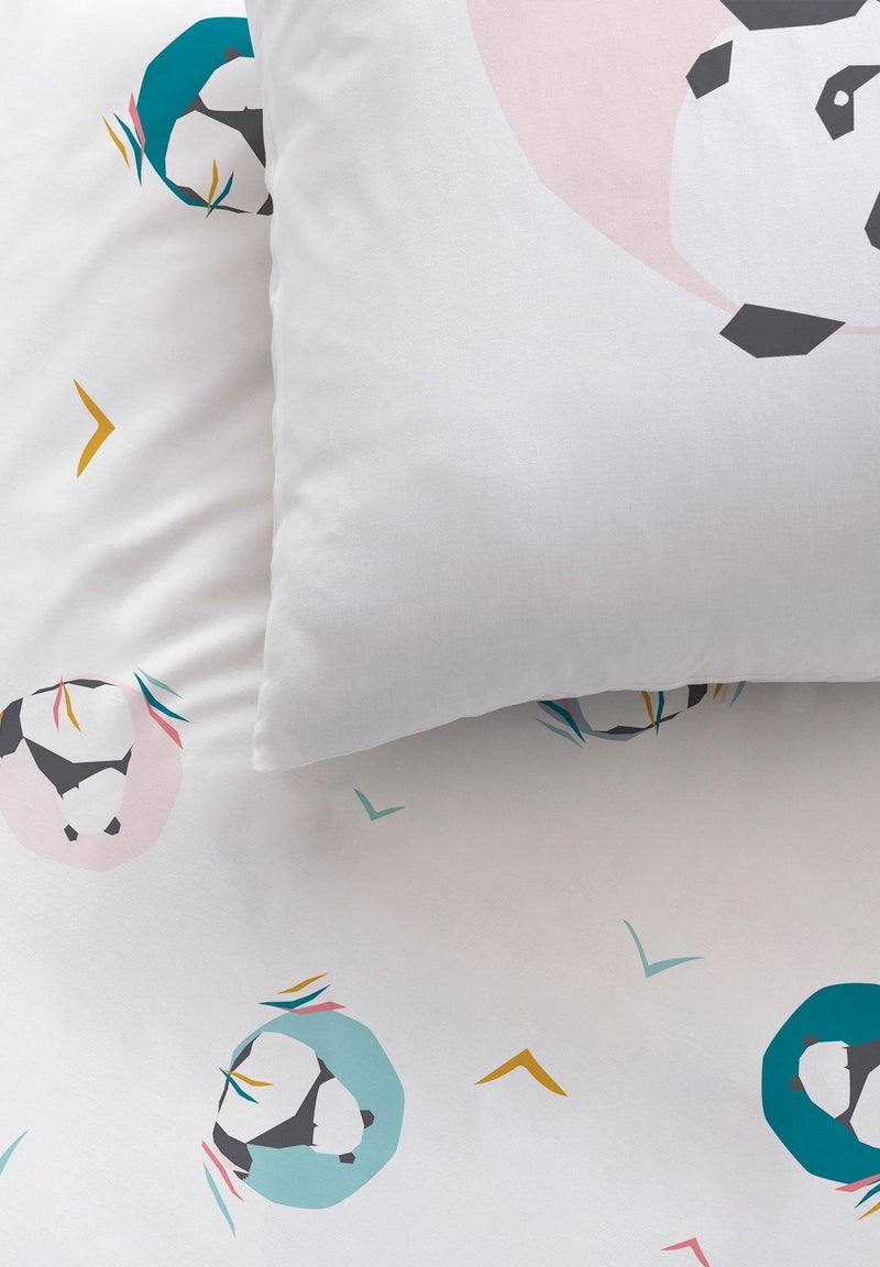 Parure de lit imprimée 100% coton, PANDA Blanc - Kiabi