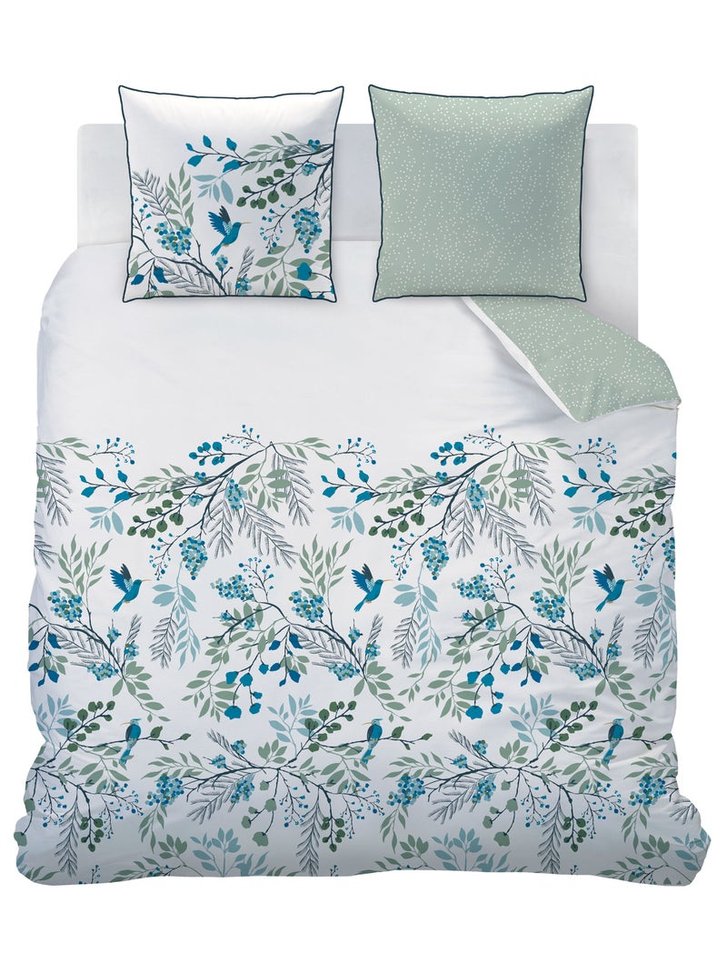 Parure de lit imprimée 100% coton, PARADIS Blanc - Kiabi