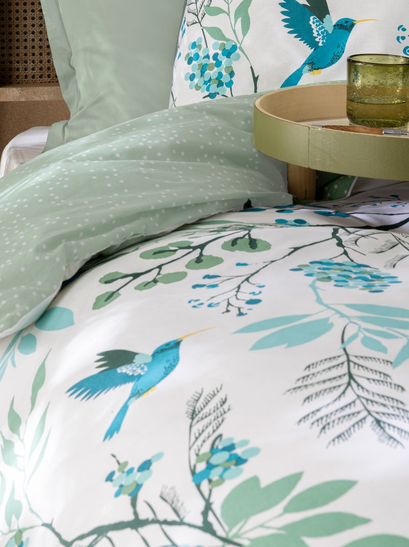 Parure de lit imprimée 100% coton, PARADIS Blanc - Kiabi
