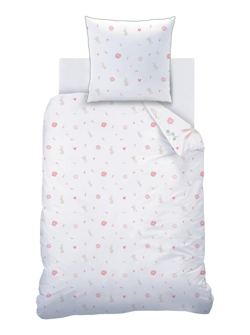 Parure de lit imprimée 100% coton, PETIT LAPIN Blanc - Kiabi