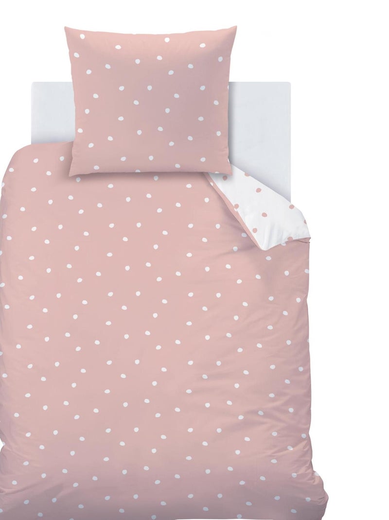 Parure de lit imprimée 100% coton, PINK SPOTS Rose - Kiabi