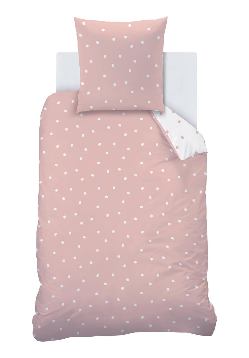 Parure de lit imprimée 100% coton, PINK SPOTS Rose - Kiabi