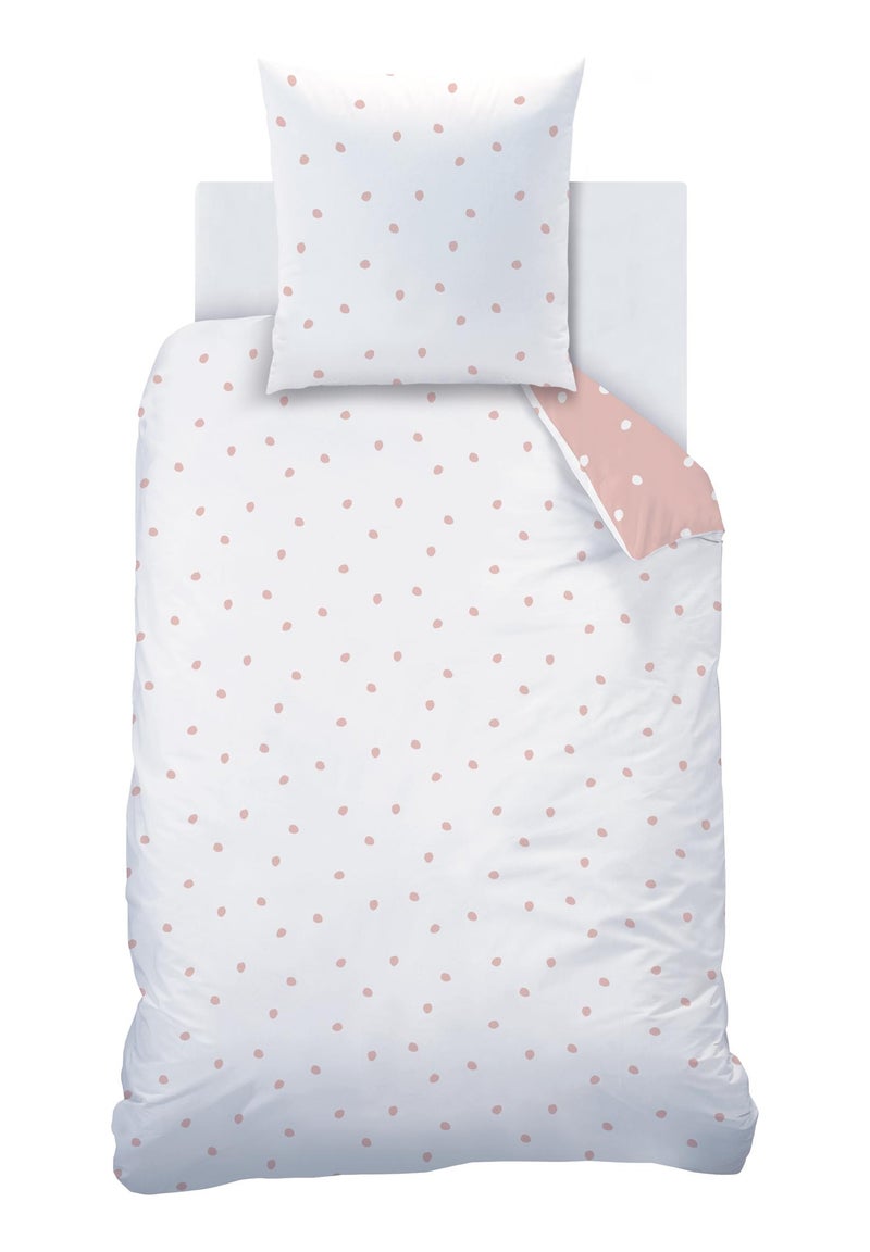 Parure de lit imprimée 100% coton, PINK SPOTS Rose - Kiabi