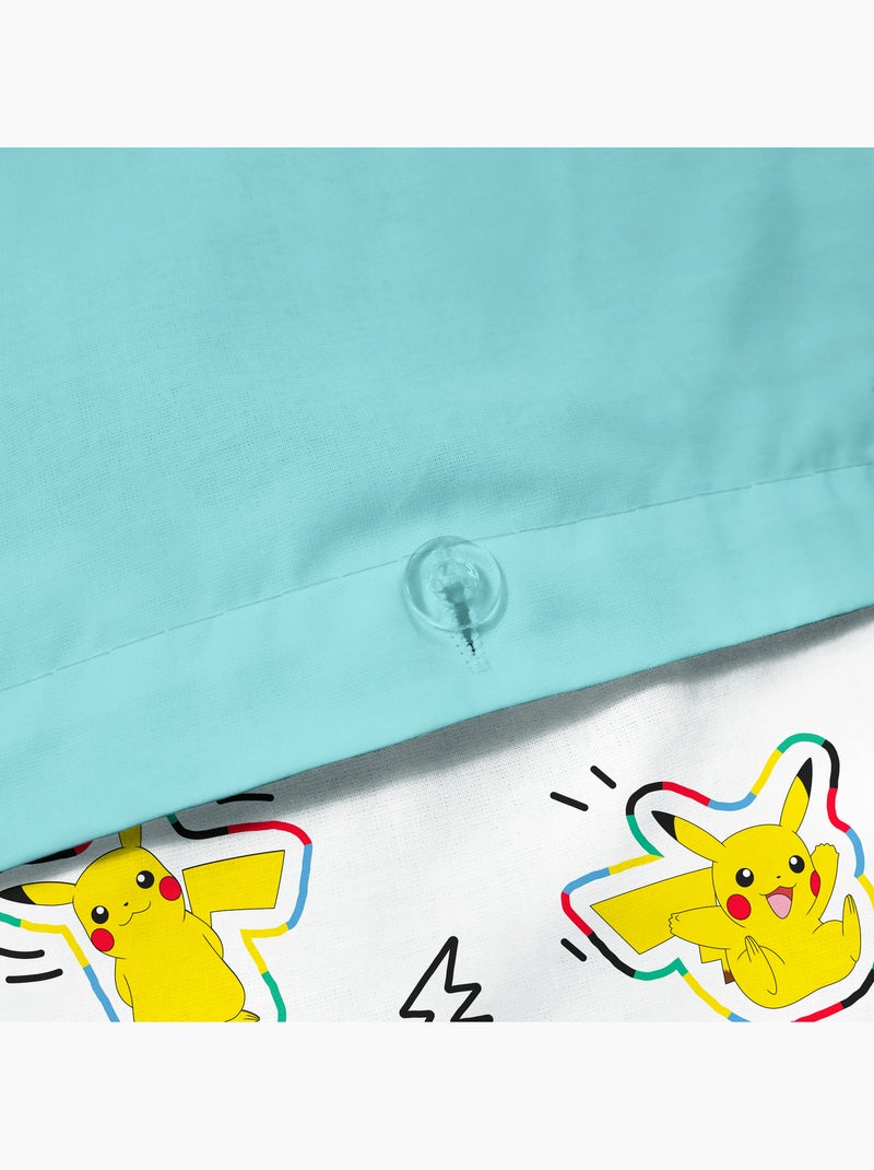 Parure de lit imprimée 100% coton, POKEMON ANIMATION Bleu ciel - Kiabi