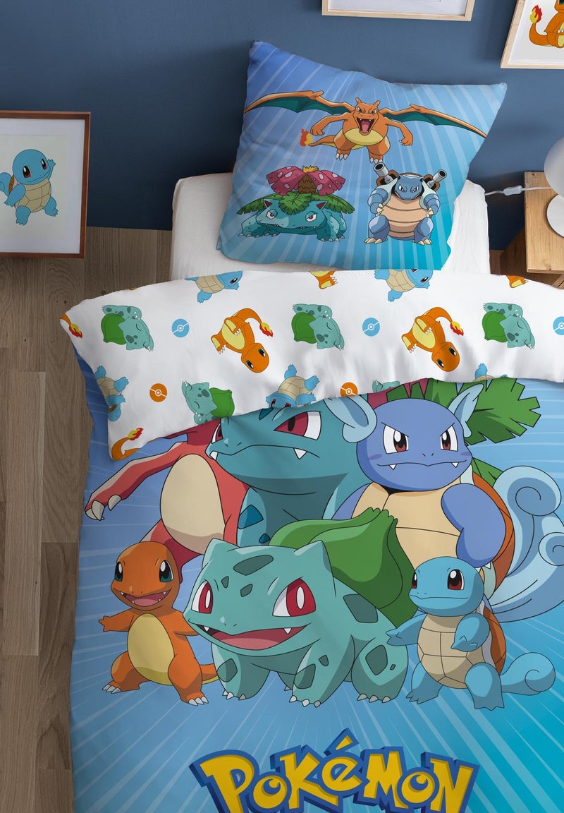 Parure de lit imprimée 100% coton, POKEMON GO Bleu - Kiabi