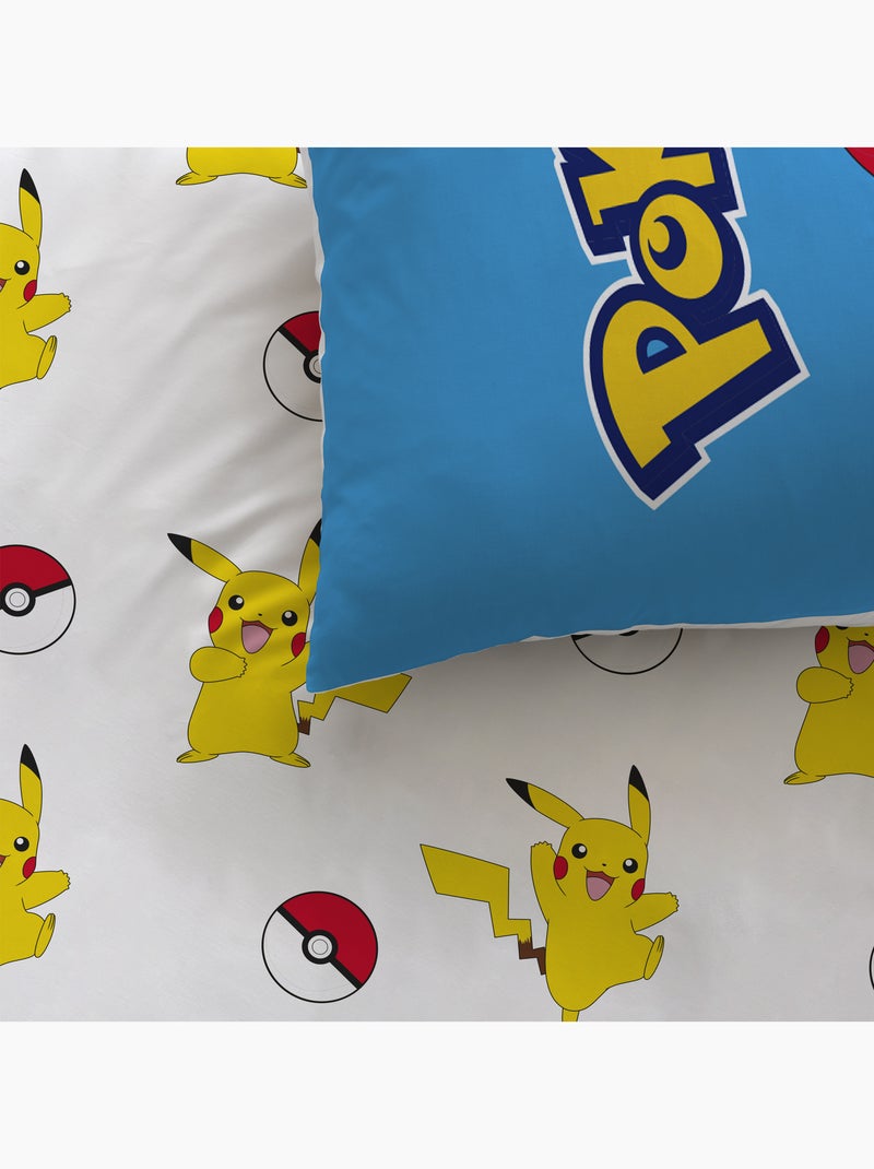 Parure de lit imprimée 100% coton, POKEMON POKÉBALL Bleu - Kiabi