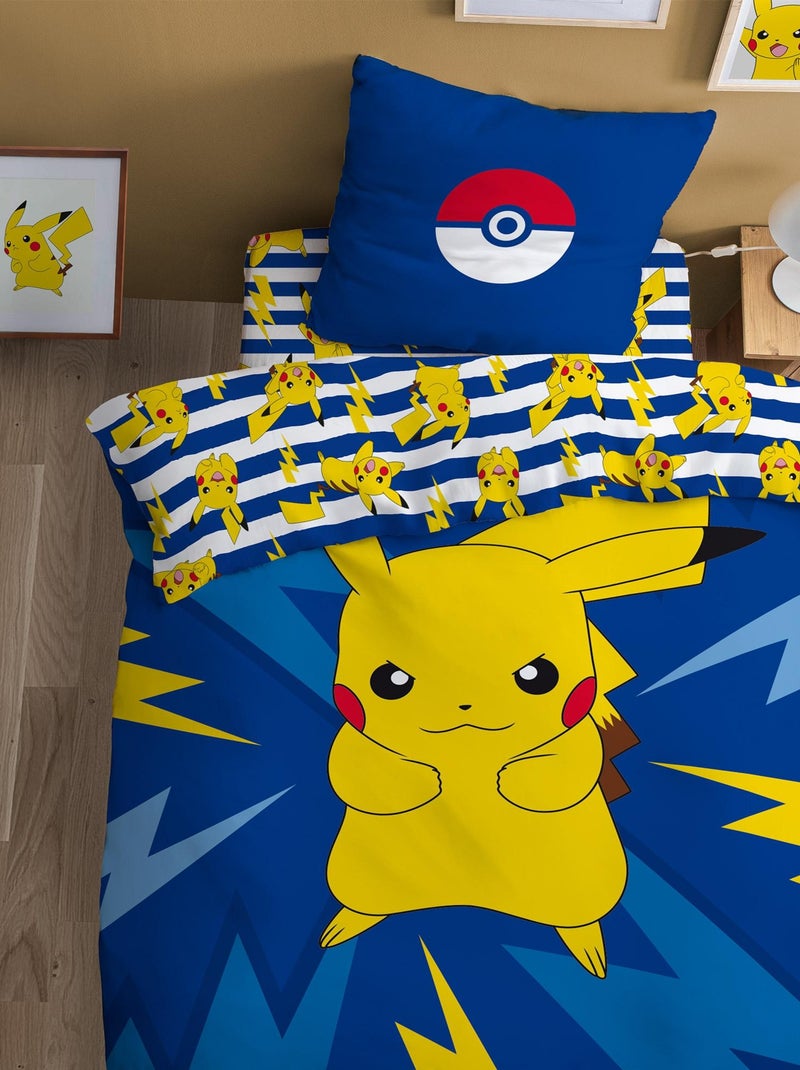 Parure de lit imprimée 100% coton, POKEMON SPIKE Bleu - Kiabi
