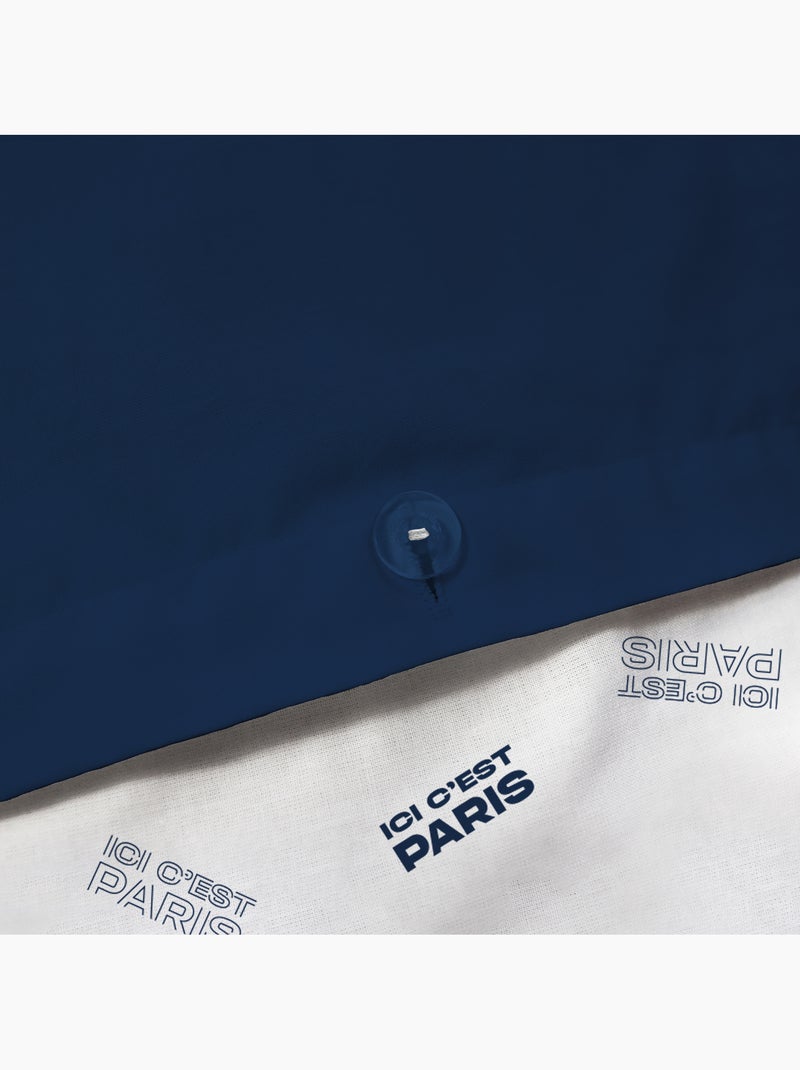Parure de lit imprimée 100% coton, PSG DEVISE Bleu - Kiabi