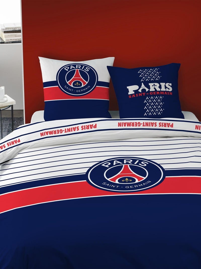 Parure de lit imprimée 100% coton, PSG LOGO Bleu - Kiabi