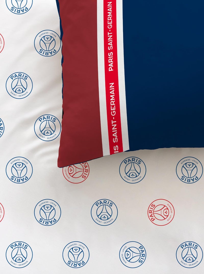Parure de lit imprimée 100% coton, PSG MINIMALISTE Bleu marine - Kiabi