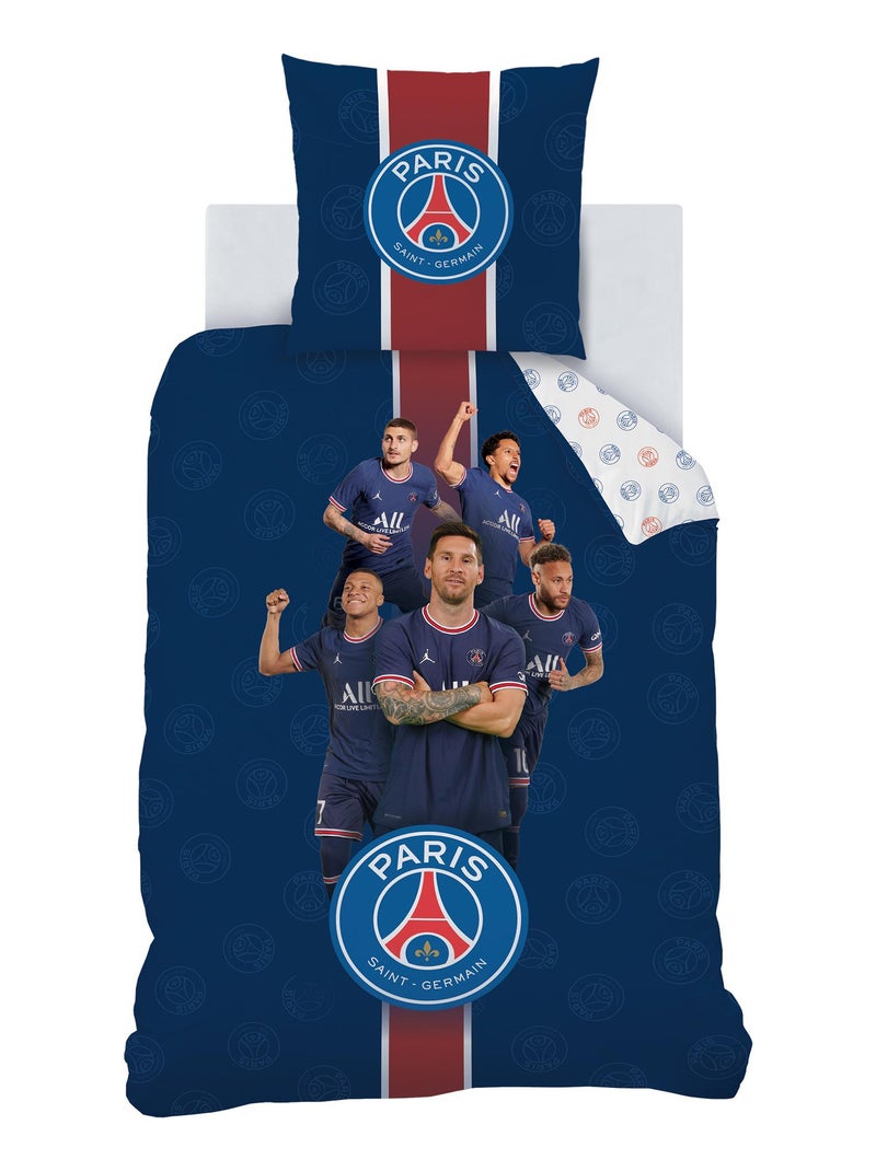 Parure de lit imprimée 100% coton, PSG PLAYERS Bleu - Kiabi