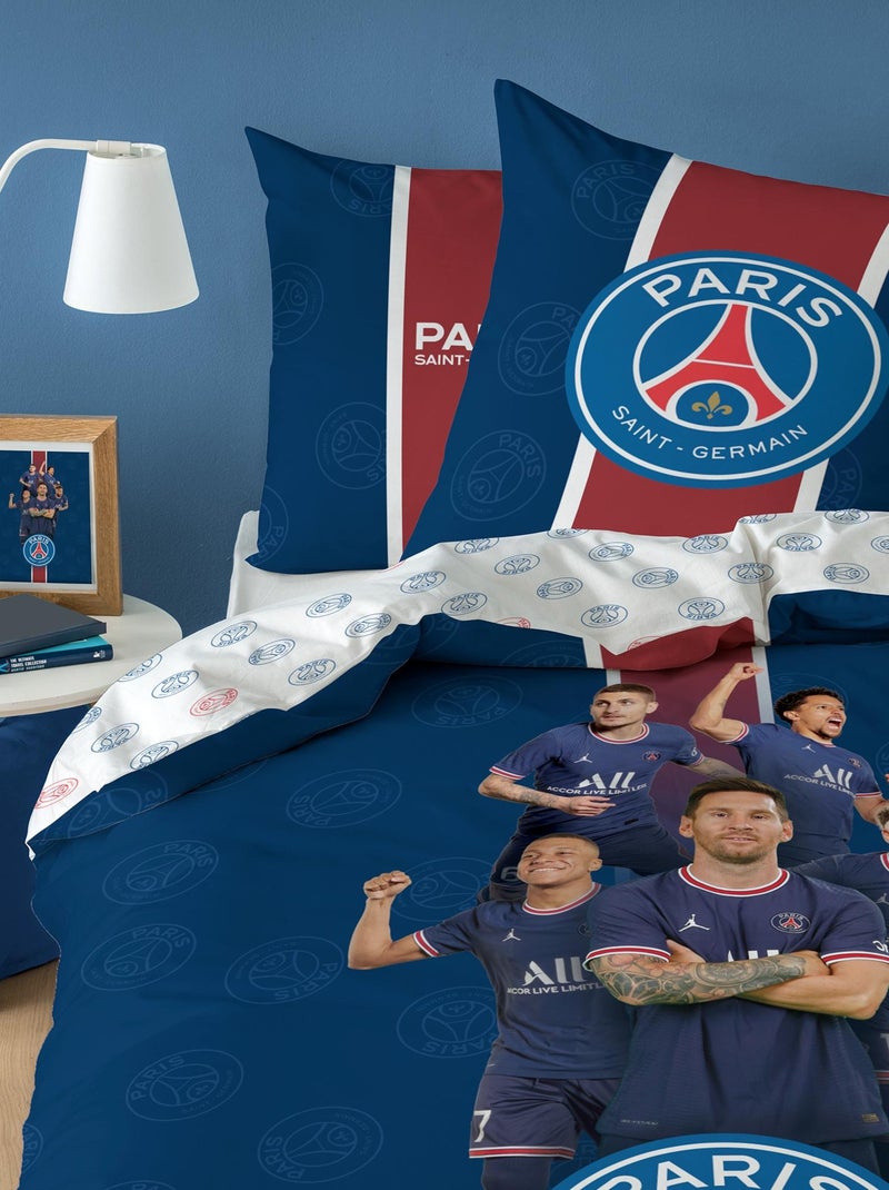 Parure de lit imprimée 100% coton, PSG PLAYERS Bleu - Kiabi