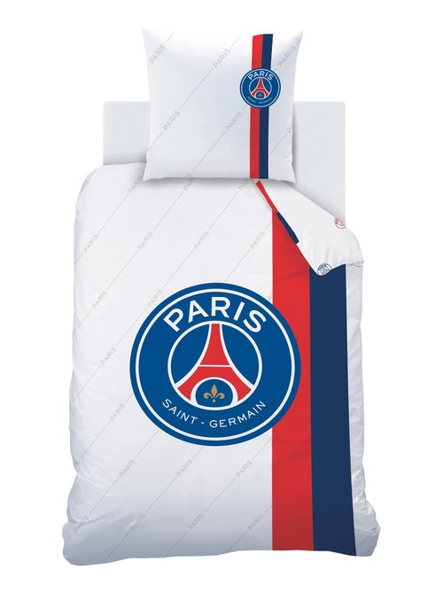Parure de lit imprimée 100% coton, PSG RETRO WHITE - Kiabi