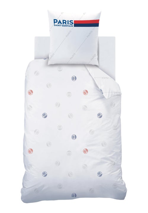 Parure de lit imprimée 100% coton, PSG RETRO WHITE - Kiabi