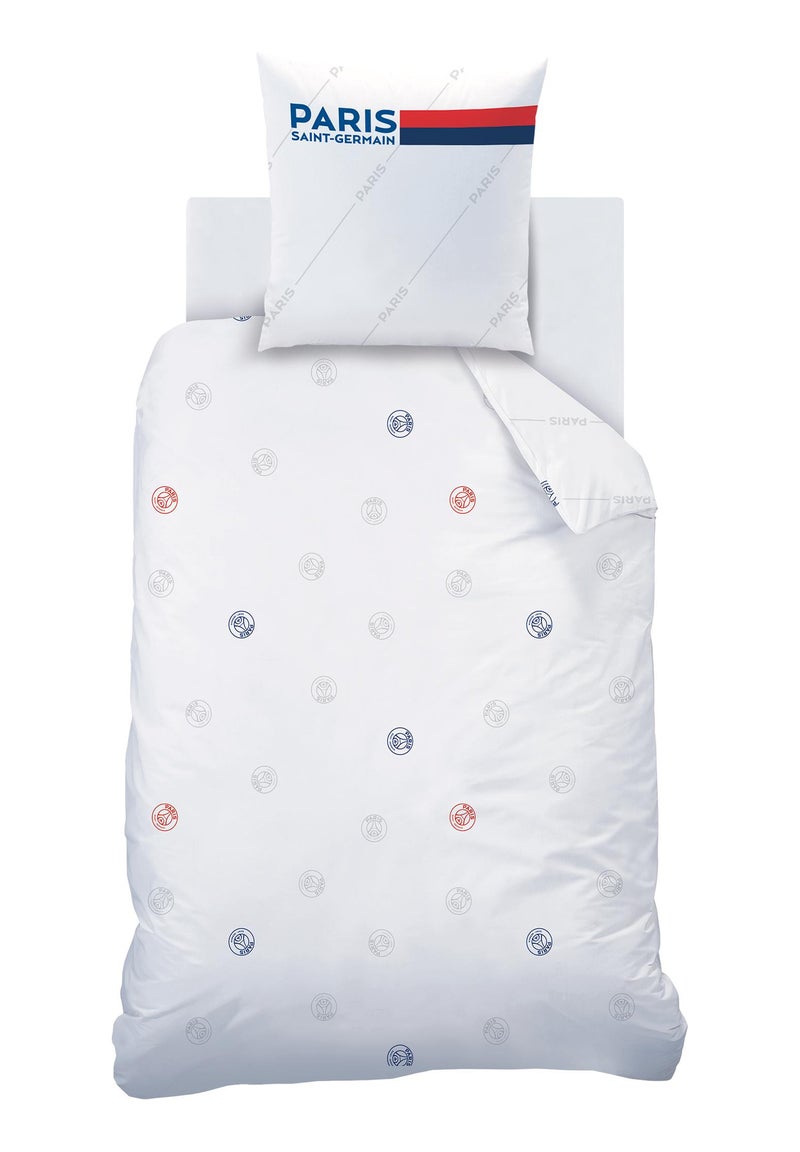 Parure de lit imprimée 100% coton, PSG RETRO WHITE Blanc - Kiabi