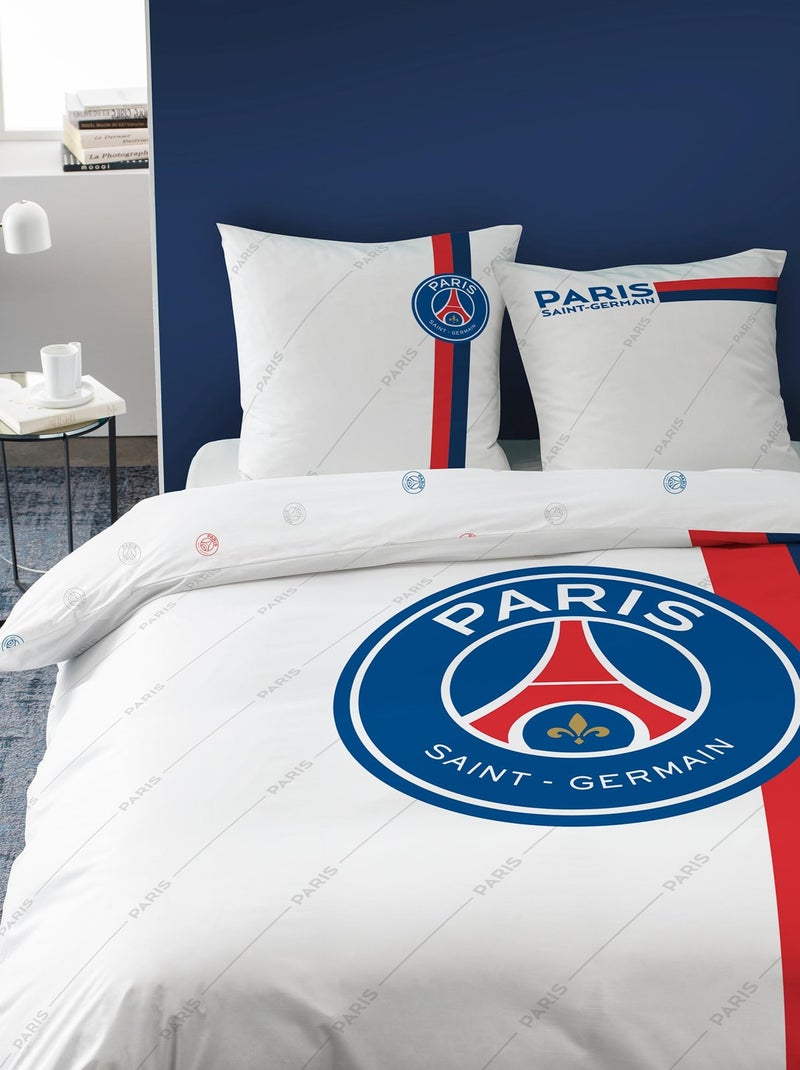 Parure de lit imprimée 100% coton, PSG RETRO WHITE Blanc - Kiabi