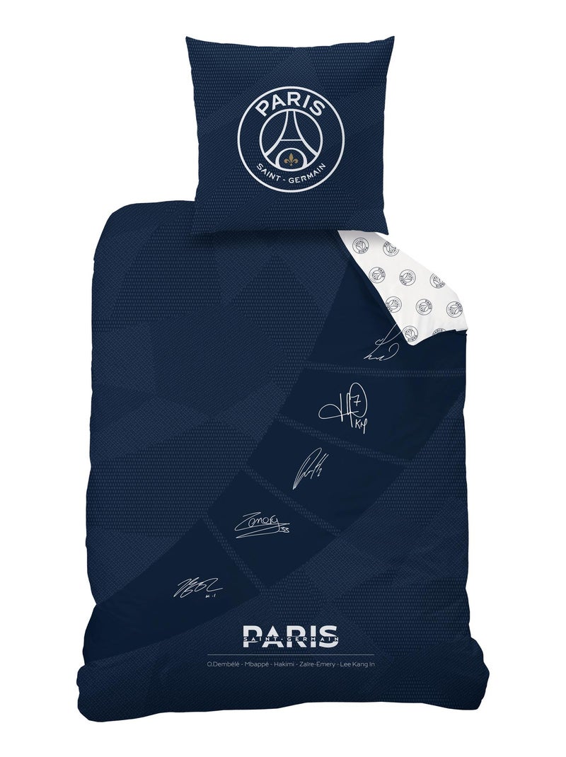 Parure de lit imprimée 100% coton, PSG STARS Bleu nuit - Kiabi