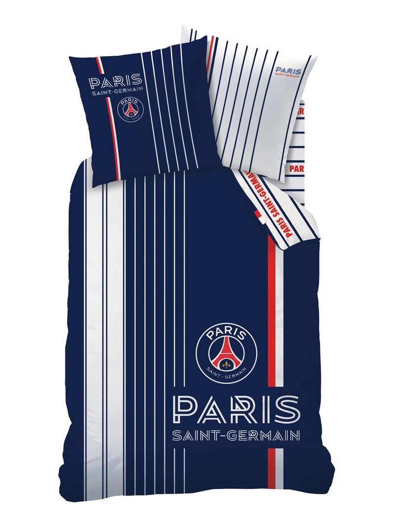 Parure de lit imprimée 100% coton, PSG WINNER Bleu - Kiabi