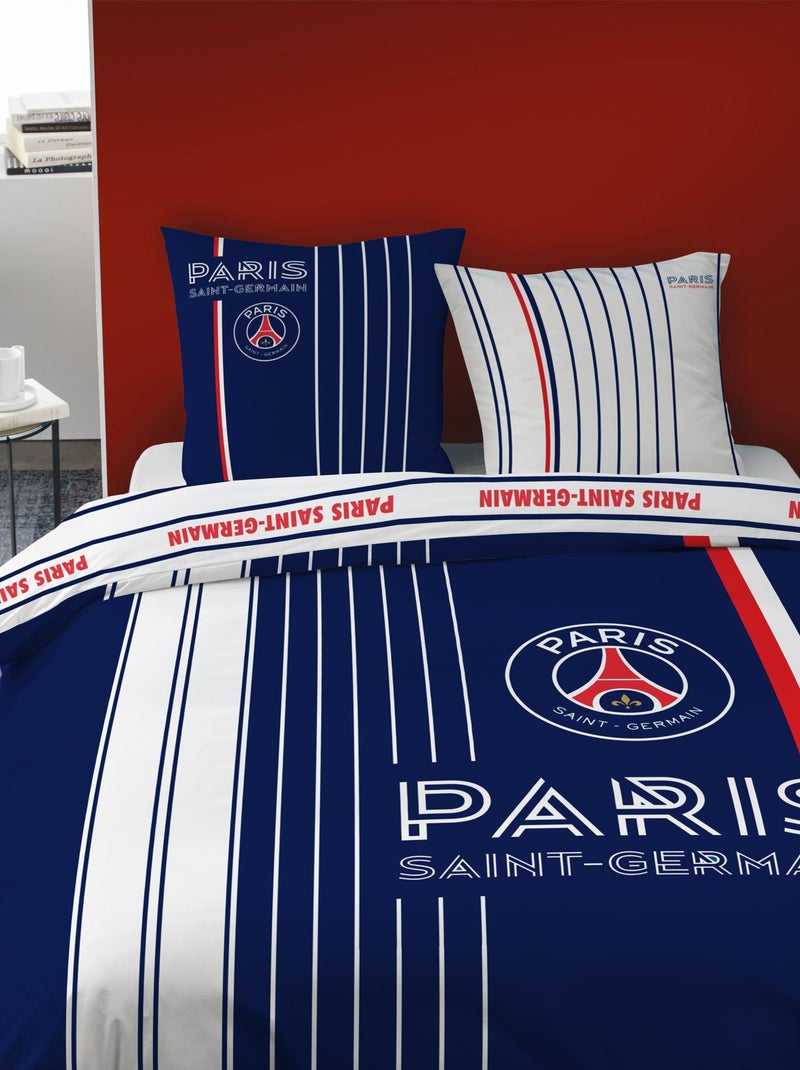 Parure de lit imprimée 100% coton, PSG WINNER Bleu - Kiabi