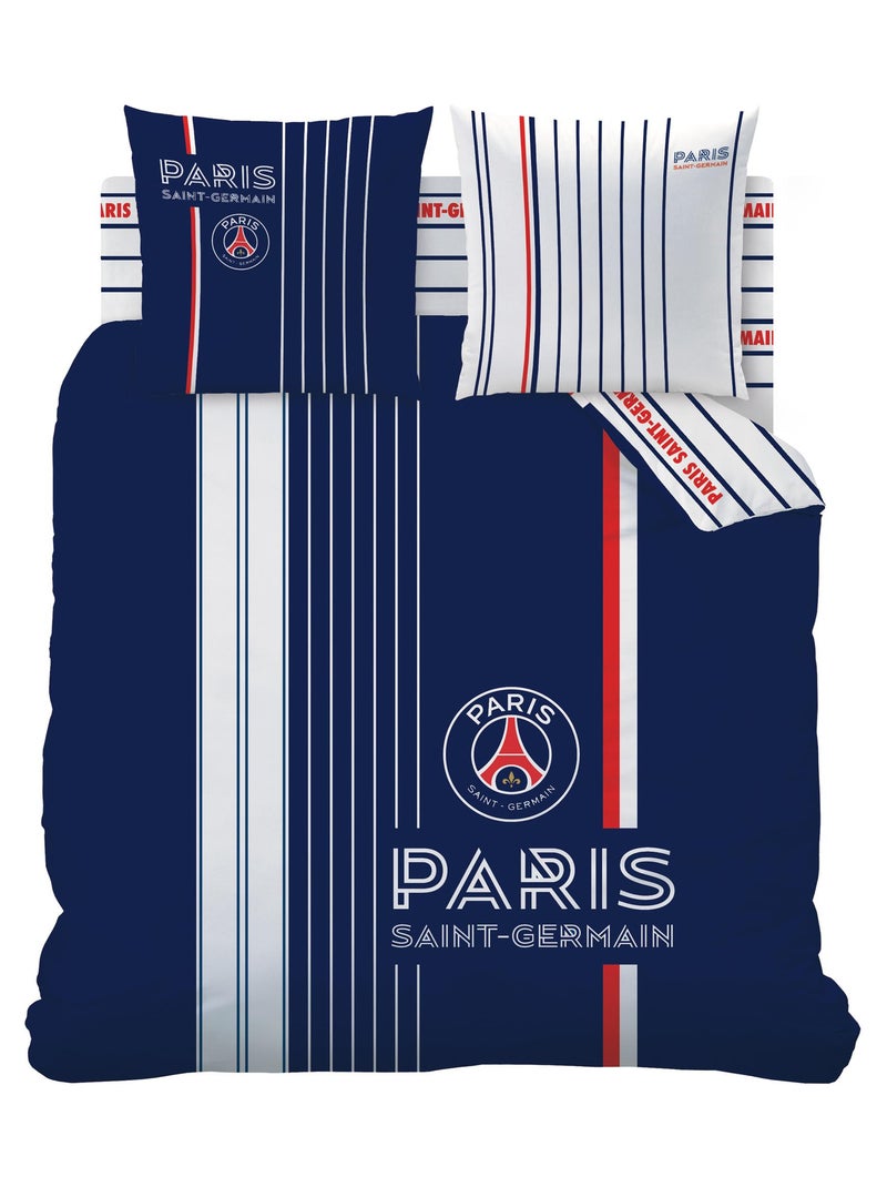 Parure de lit imprimée 100% coton, PSG WINNER Bleu - Kiabi
