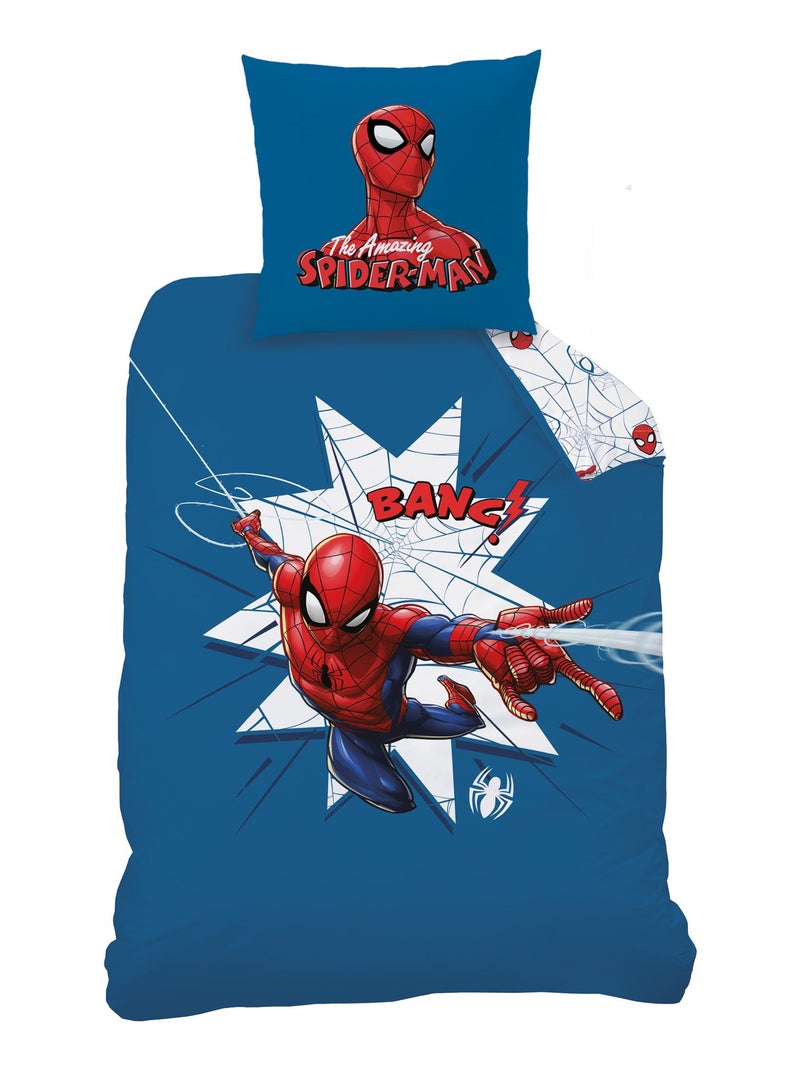 Parure de lit imprimée 100% coton, SPIDERMAN HOME JUMPING Bleu - Kiabi