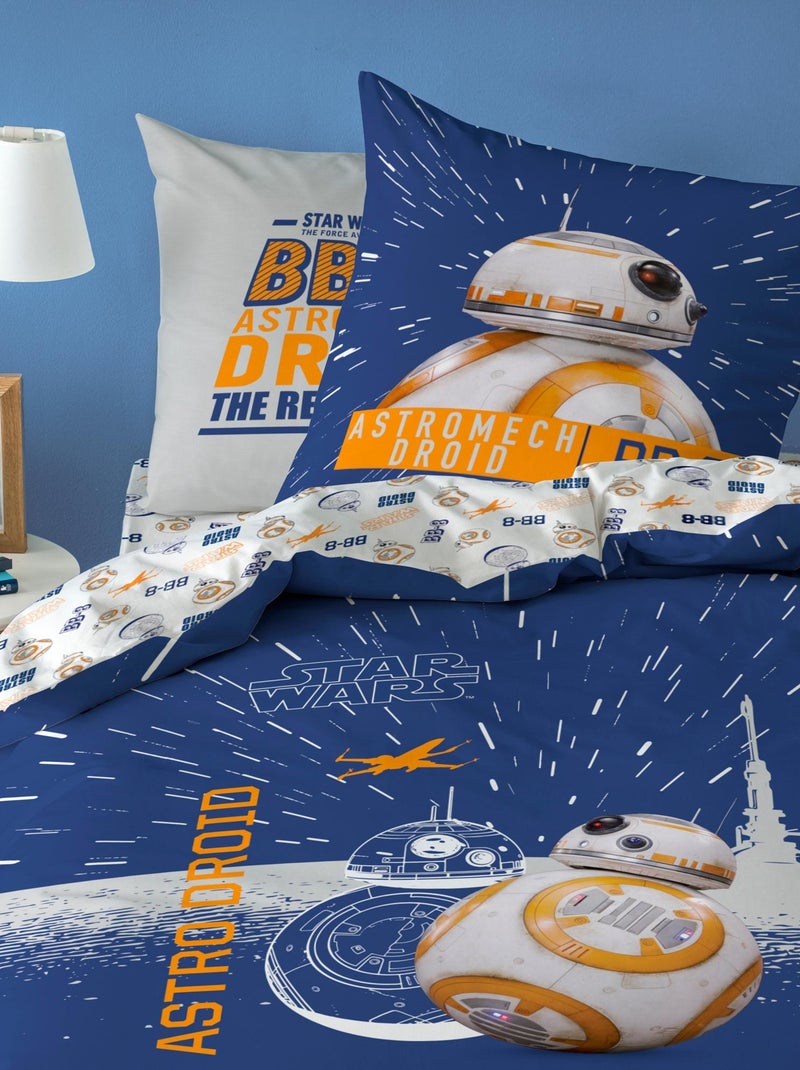 Parure de lit imprimée 100% coton, STAR WARS BB8 Bleu - Kiabi