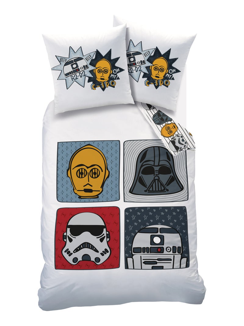 Parure de lit imprimée 100% coton, STAR WARS HOME PORTRAITS Blanc - Kiabi