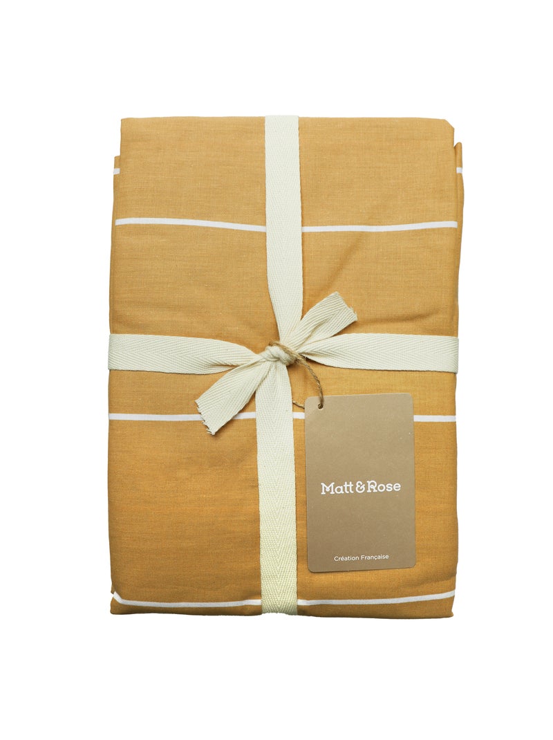 Parure de lit imprimée 100% coton, STRIPES Marron caramel - Kiabi