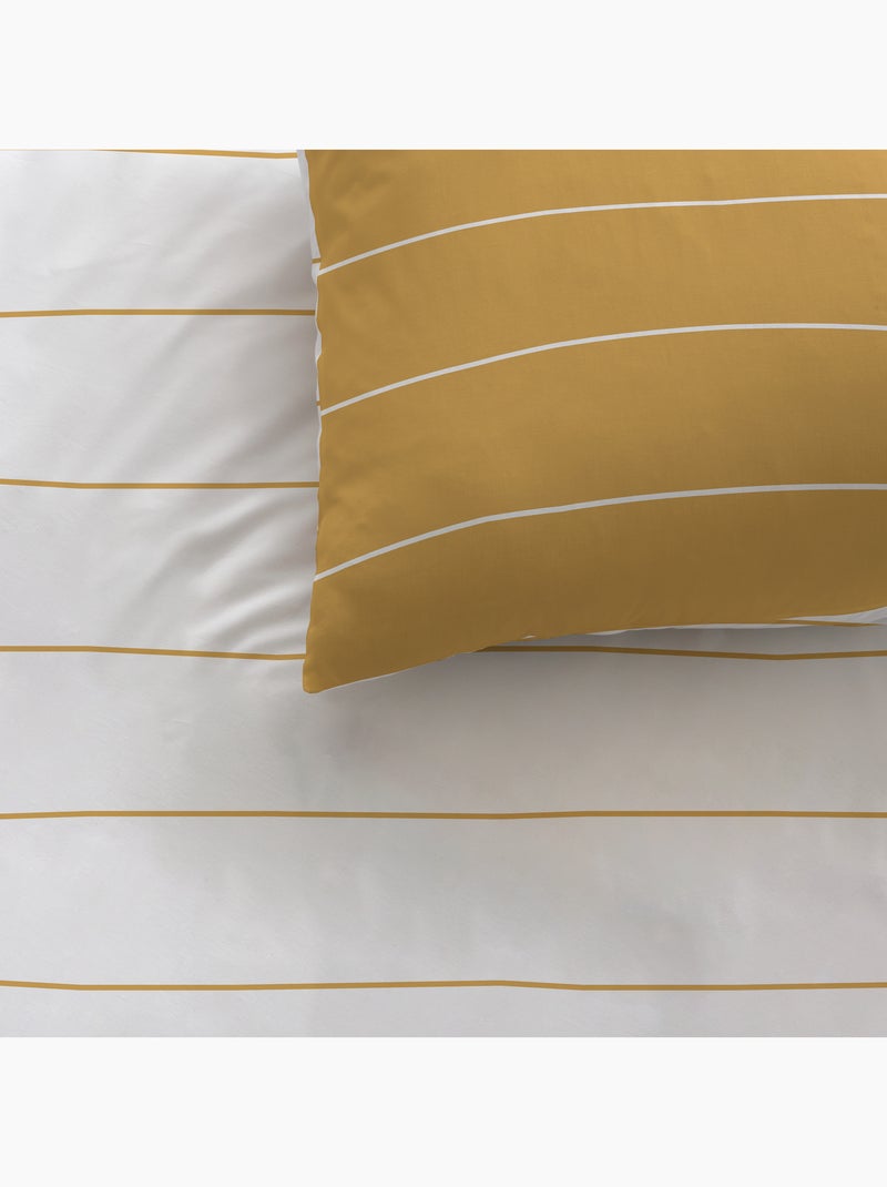 Parure de lit imprimée 100% coton, STRIPES Marron caramel - Kiabi