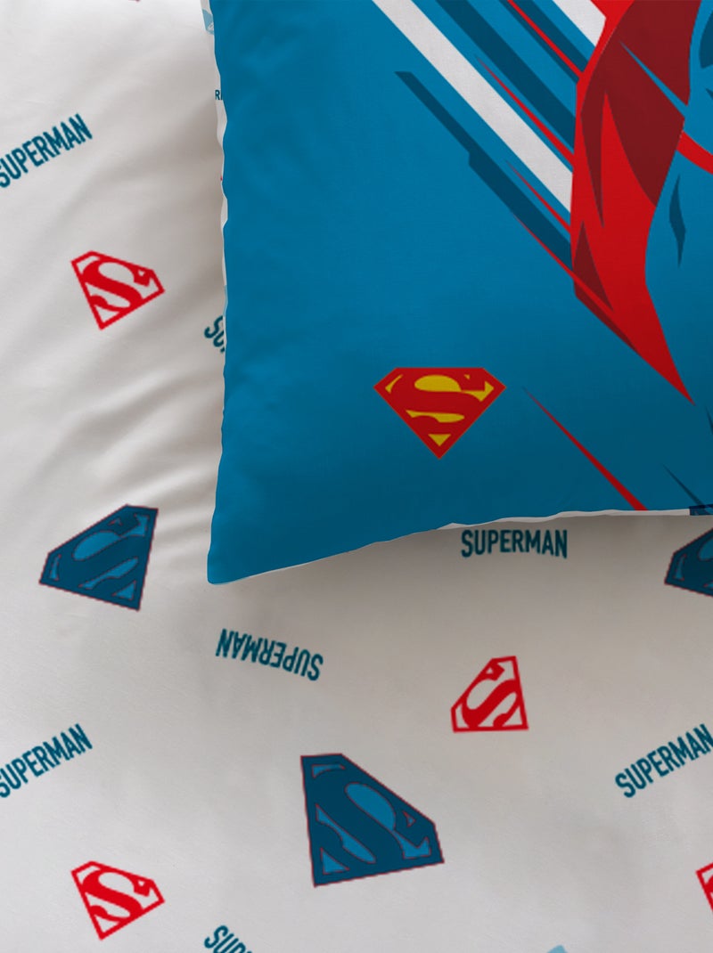 Parure de lit imprimée 100% coton, SUPERMAN SUPERA Bleu - Kiabi