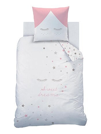 Parure de lit imprimée 100% coton, SWEET DREAMS PINK