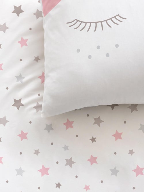 Parure de lit imprimée 100% coton, SWEET DREAMS PINK - Kiabi