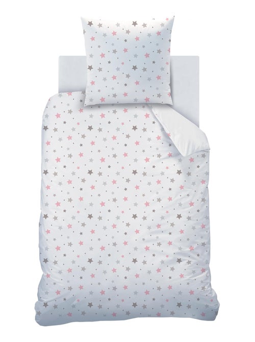 Parure de lit imprimée 100% coton, SWEET DREAMS PINK - Kiabi