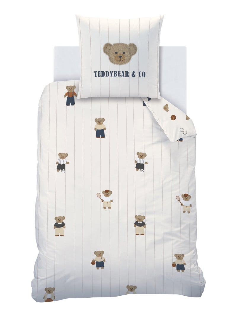 Parure de lit imprimée 100% coton, TEDDY BEAR Beige - Kiabi