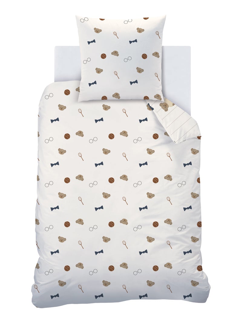 Parure de lit imprimée 100% coton, TEDDY BEAR Beige - Kiabi