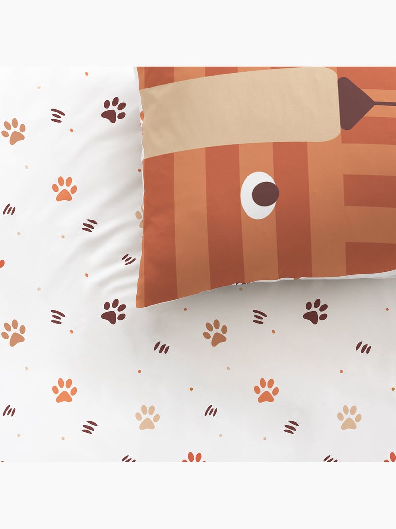 Parure de lit imprimée 100% coton, TIGRI Marron caramel - Kiabi