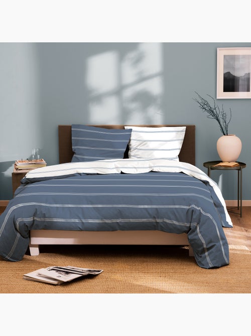 Parure de lit imprimée 100% coton, urban stripes - Kiabi