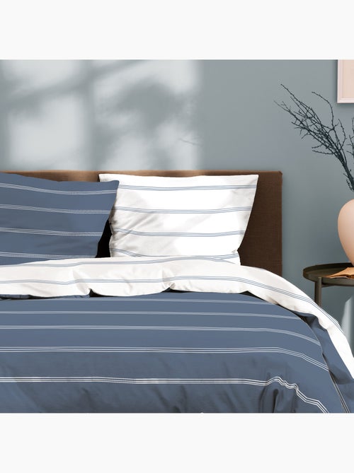 Parure de lit imprimée 100% coton, urban stripes - Kiabi
