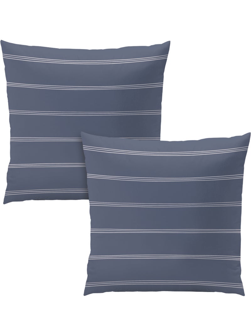 Parure de lit imprimée 100% coton, urban stripes Bleu - Kiabi