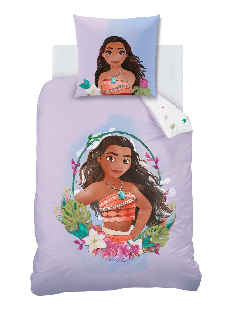 Parure de lit imprimée 100% coton, VAIANA MOTONUI Mauve - Kiabi